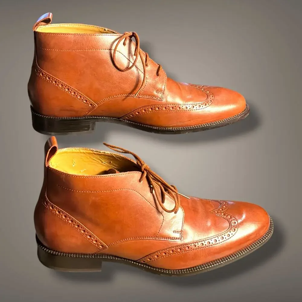 Men's 9.5 COLE HAAN Williams Wingtip Brown Leather Dress Chukka Boots C12674